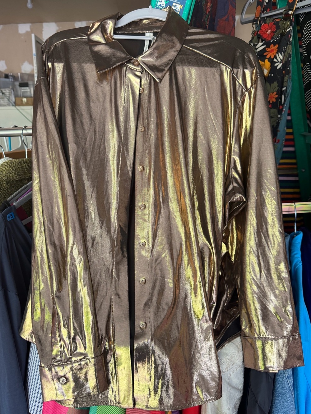 Anthropology liquid gold blouse